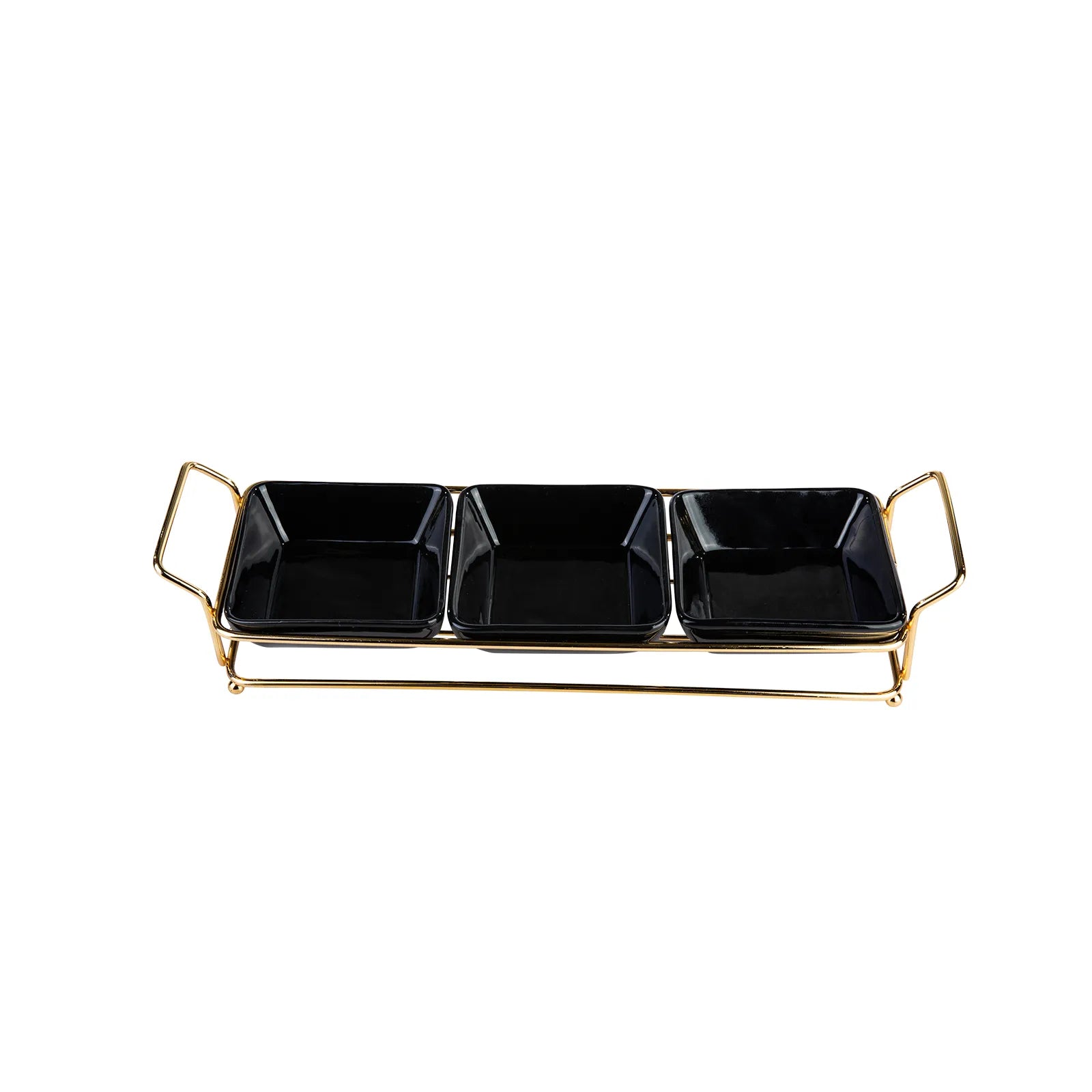 Karaca Sarah 3-Piece Gold-Black Plate Treats 153.20.01.0180 -  Trays | كاراجا سارة 3 قطع طبق ذهبي-أسود - ebarza Furniture UAE | Shop Modern Furniture in Abu Dhabi & Dubai - مفروشات ايبازرا في الامارات | تسوق اثاث عصري وديكورات مميزة في دبي وابوظبي