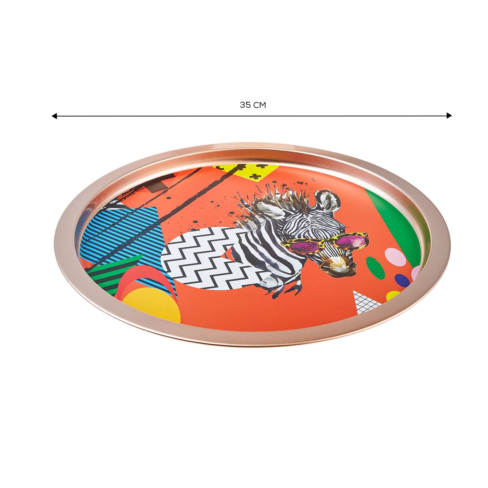 Karaca Zebra Metal Round Tray 153.03.06.7077 -  Trays | صينية دائرية معدنية على شكل حمار وحشي كاراجا - ebarza Furniture UAE | Shop Modern Furniture in Abu Dhabi & Dubai - مفروشات ايبازرا في الامارات | تسوق اثاث عصري وديكورات مميزة في دبي وابوظبي