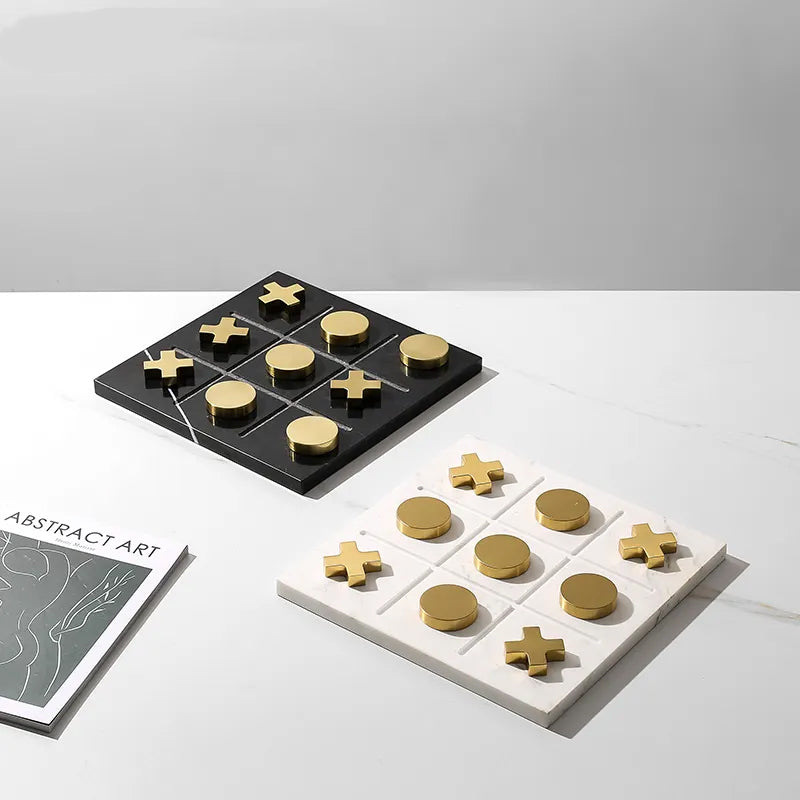 Black Marble Board Game With Gold Stainless Steel Pieces Fc-W2108A -  Home Decor Figurines | لعبة لوح الرخام الأسود مع قطع ذهبية من الفولاذ المقاوم للصدأ - ebarza Furniture UAE | Shop Modern Furniture in Abu Dhabi & Dubai - مفروشات ايبازرا في الامارات | تسوق اثاث عصري وديكورات مميزة في دبي وابوظبي