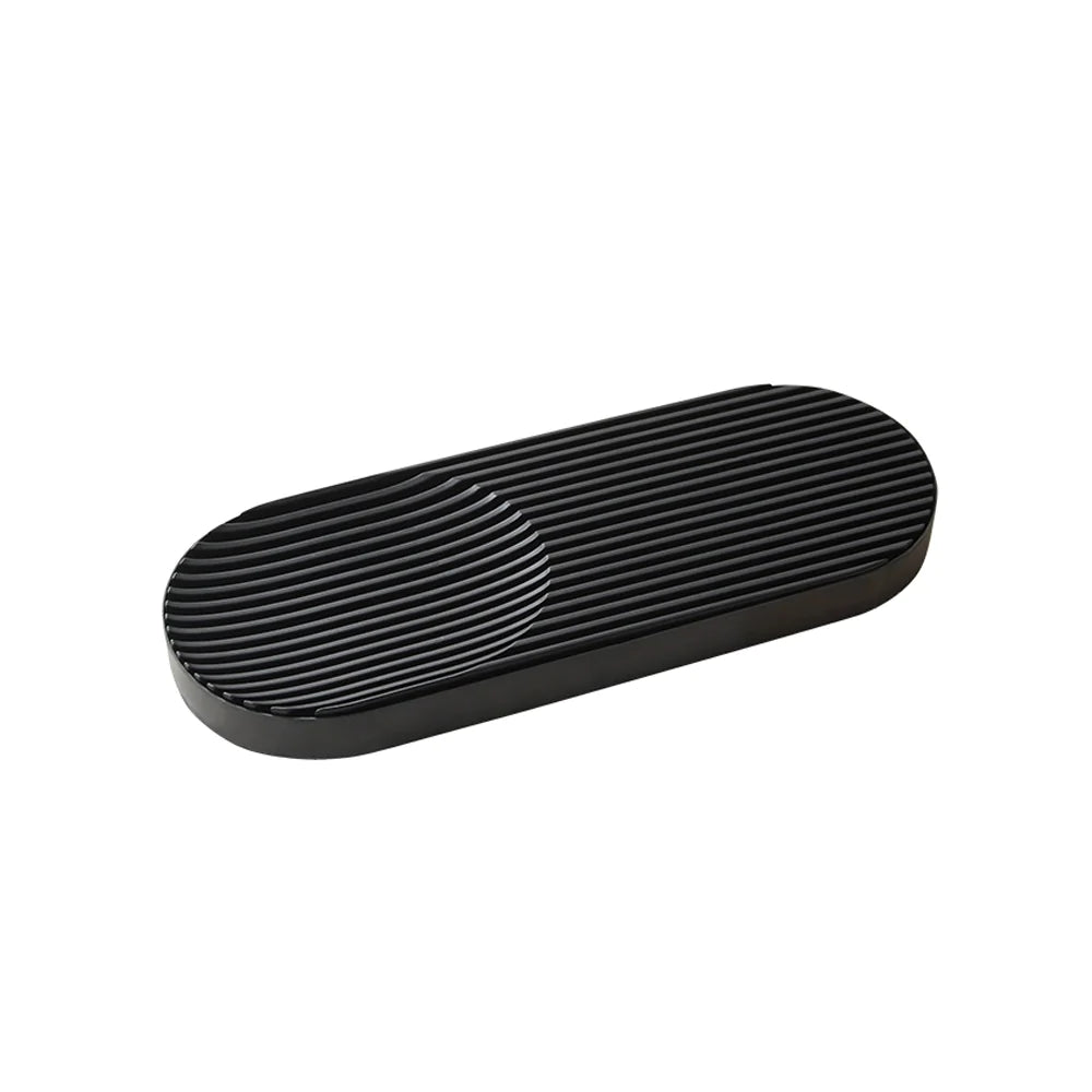 Black Oval Resin Tray Fc-W22006 -  Trays - ebarza Furniture UAE | Shop Modern Furniture in Abu Dhabi & Dubai - مفروشات ايبازرا في الامارات | تسوق اثاث عصري وديكورات مميزة في دبي وابوظبي
