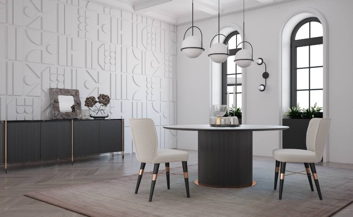 Dali Round Dining Table Dali-D160 -  Dining Tables - ebarza Furniture UAE | Shop Modern Furniture in Abu Dhabi & Dubai - مفروشات ايبازرا في الامارات | تسوق اثاث عصري وديكورات مميزة في دبي وابوظبي