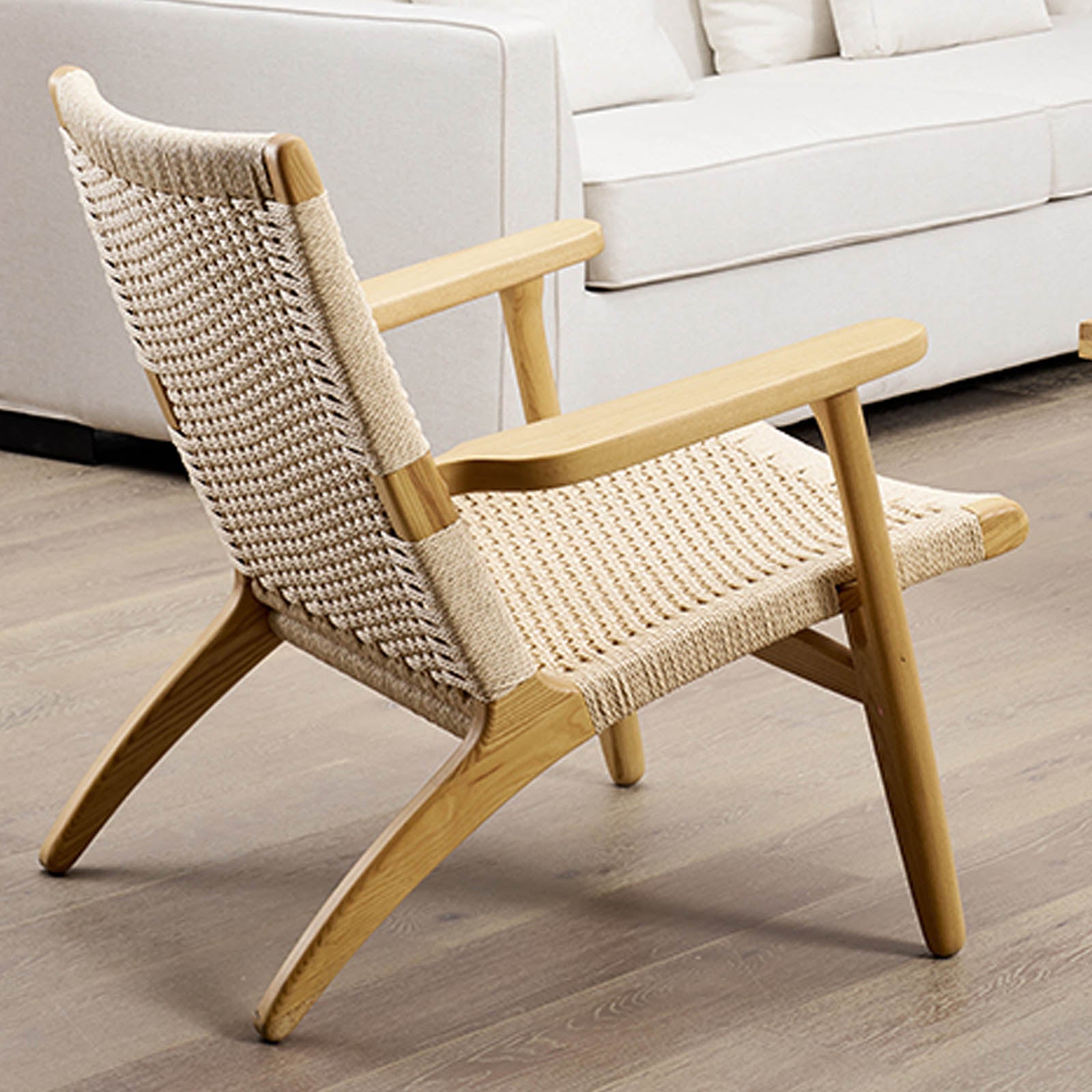 Solid Wood And Cord Lounge Chair Ws-086-N -  Lounge Chairs - ebarza Furniture UAE | Shop Modern Furniture in Abu Dhabi & Dubai - مفروشات ايبازرا في الامارات | تسوق اثاث عصري وديكورات مميزة في دبي وابوظبي