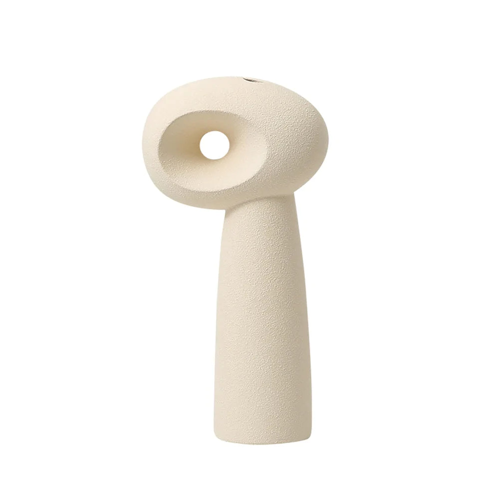 Ivory Abstract Ceramic Bud Vase Fd-D22019 -  Vases - ebarza Furniture UAE | Shop Modern Furniture in Abu Dhabi & Dubai - مفروشات ايبازرا في الامارات | تسوق اثاث عصري وديكورات مميزة في دبي وابوظبي