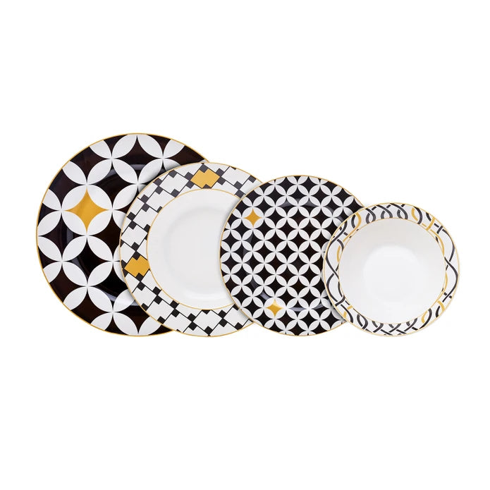 Karaca Boldi 24 Pieces 6 Person Porcelain Dinnerware Set 153.03.06.7031 -  Dinnerware Sets - ebarza Furniture UAE | Shop Modern Furniture in Abu Dhabi & Dubai - مفروشات ايبازرا في الامارات | تسوق اثاث عصري وديكورات مميزة في دبي وابوظبي