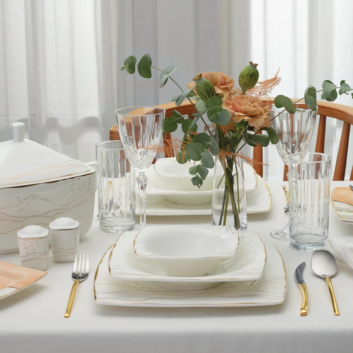 Karaca Fine Pearl Ocaso 62 Pieces Square Pearl Dinnerware Set For 12 People 153.03.08.0295 -  Dinnerware Sets - ebarza Furniture UAE | Shop Modern Furniture in Abu Dhabi & Dubai - مفروشات ايبازرا في الامارات | تسوق اثاث عصري وديكورات مميزة في دبي وابوظبي