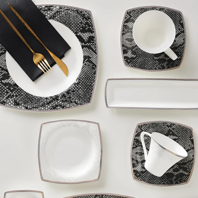 Karaca Fine Pearl Şahmeran 26 Pieces Square Breakfast Set For 6 Persons 153.03.08.2624 -  Dinnerware Sets - ebarza Furniture UAE | Shop Modern Furniture in Abu Dhabi & Dubai - مفروشات ايبازرا في الامارات | تسوق اثاث عصري وديكورات مميزة في دبي وابوظبي