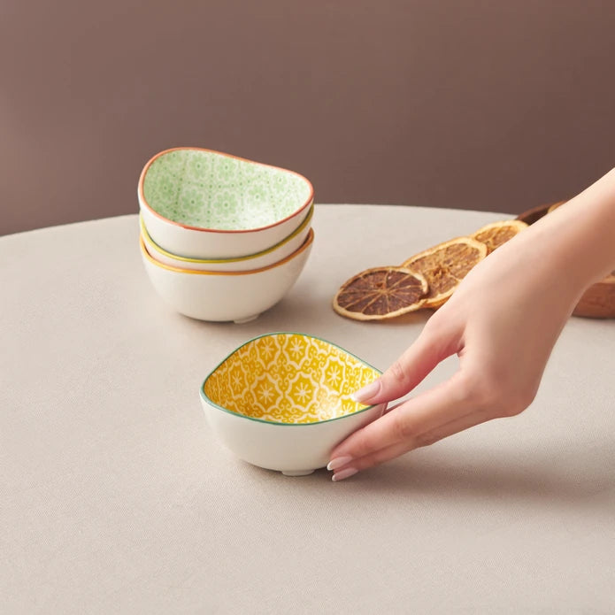 Karaca Floral Orange Triangle Snack Bowl 10 cm 153.03.08.2989 -  Bowls - ebarza Furniture UAE | Shop Modern Furniture in Abu Dhabi & Dubai - مفروشات ايبازرا في الامارات | تسوق اثاث عصري وديكورات مميزة في دبي وابوظبي