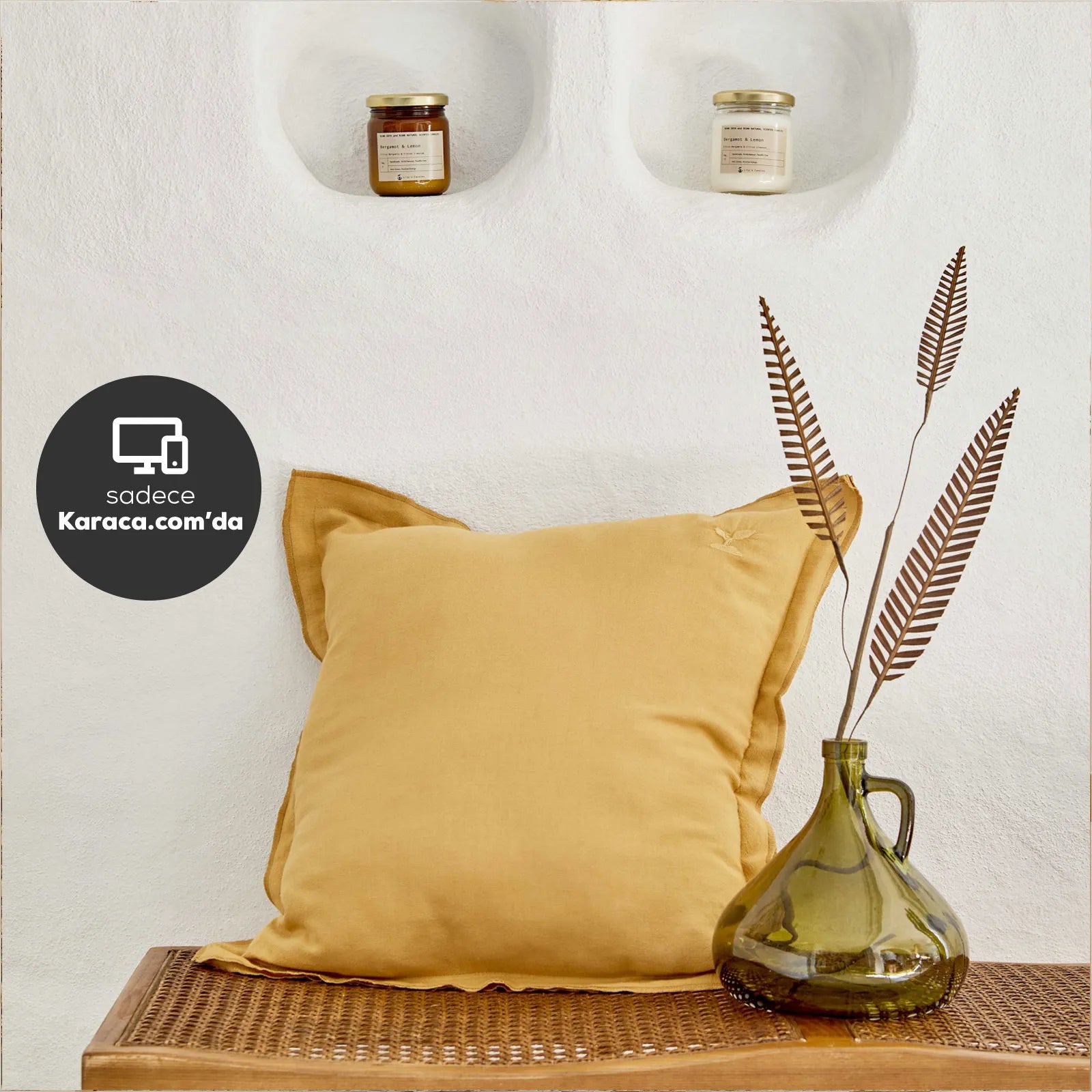 Karaca Home 4 Element Mustard Filled Flat Pillow 45X45 Cm 200.18.01.0907 -  Cushions - ebarza Furniture UAE | Shop Modern Furniture in Abu Dhabi & Dubai - مفروشات ايبازرا في الامارات | تسوق اثاث عصري وديكورات مميزة في دبي وابوظبي