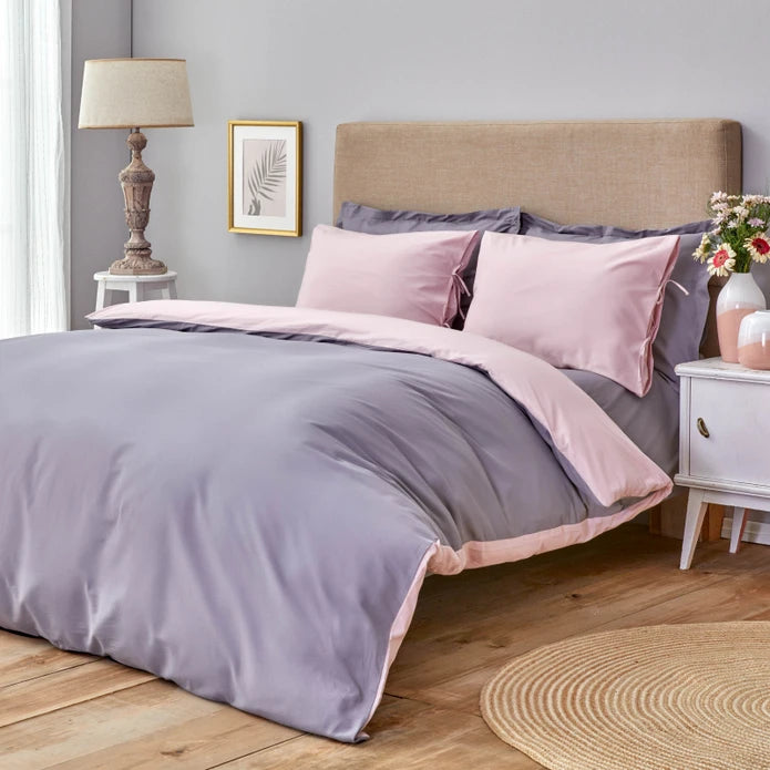 Karaca Home Basic Dried Rose Dark Gray Double Sided Double Duvet Cover Set 200.18.01.0687 -  Bedding - ebarza Furniture UAE | Shop Modern Furniture in Abu Dhabi & Dubai - مفروشات ايبازرا في الامارات | تسوق اثاث عصري وديكورات مميزة في دبي وابوظبي