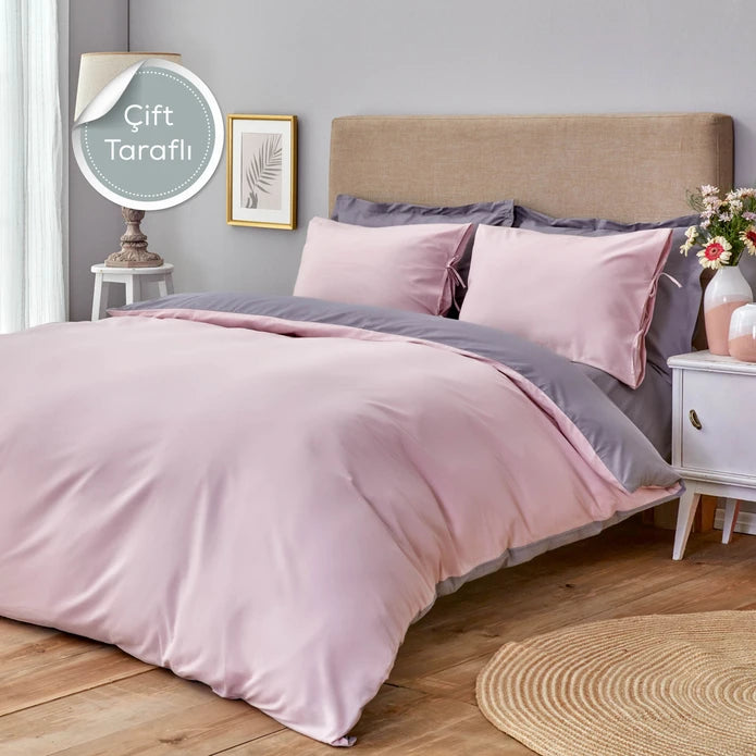 Karaca Home Basic Dried Rose Dark Gray Double Sided Double Duvet Cover Set 200.18.01.0687 -  Bedding - ebarza Furniture UAE | Shop Modern Furniture in Abu Dhabi & Dubai - مفروشات ايبازرا في الامارات | تسوق اثاث عصري وديكورات مميزة في دبي وابوظبي