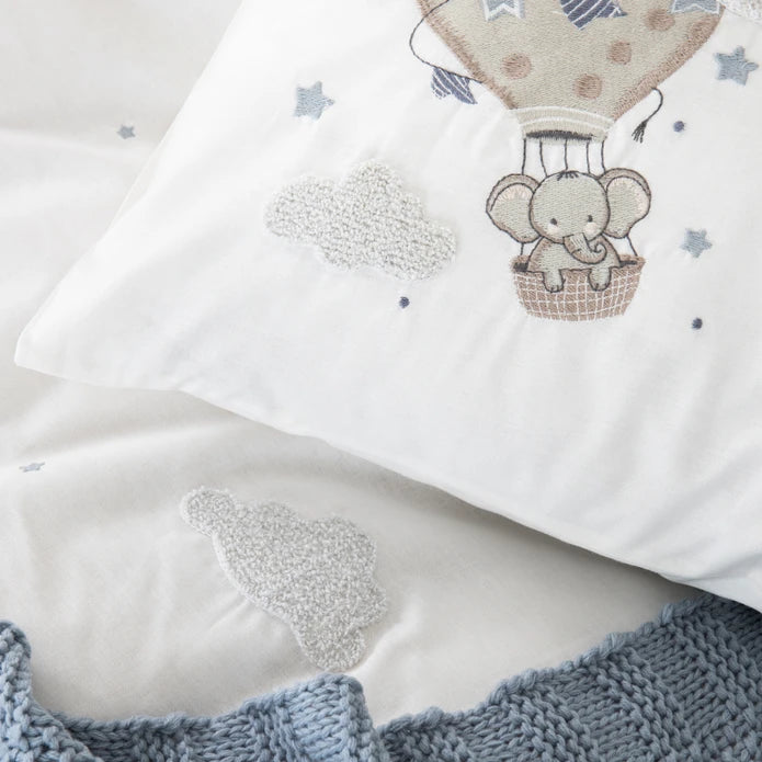 Karaca Home Elephant Sky Blue 100% Cotton Embroidered Private Baby Set 200.20.01.0176 -  Bedding - ebarza Furniture UAE | Shop Modern Furniture in Abu Dhabi & Dubai - مفروشات ايبازرا في الامارات | تسوق اثاث عصري وديكورات مميزة في دبي وابوظبي