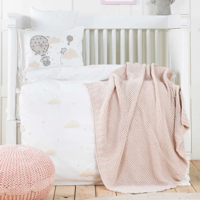 Karaca Home Elephant Sky Pink 100% Cotton Embroidered Private Baby Set 200.20.01.0177 -  Bedding - ebarza Furniture UAE | Shop Modern Furniture in Abu Dhabi & Dubai - مفروشات ايبازرا في الامارات | تسوق اثاث عصري وديكورات مميزة في دبي وابوظبي
