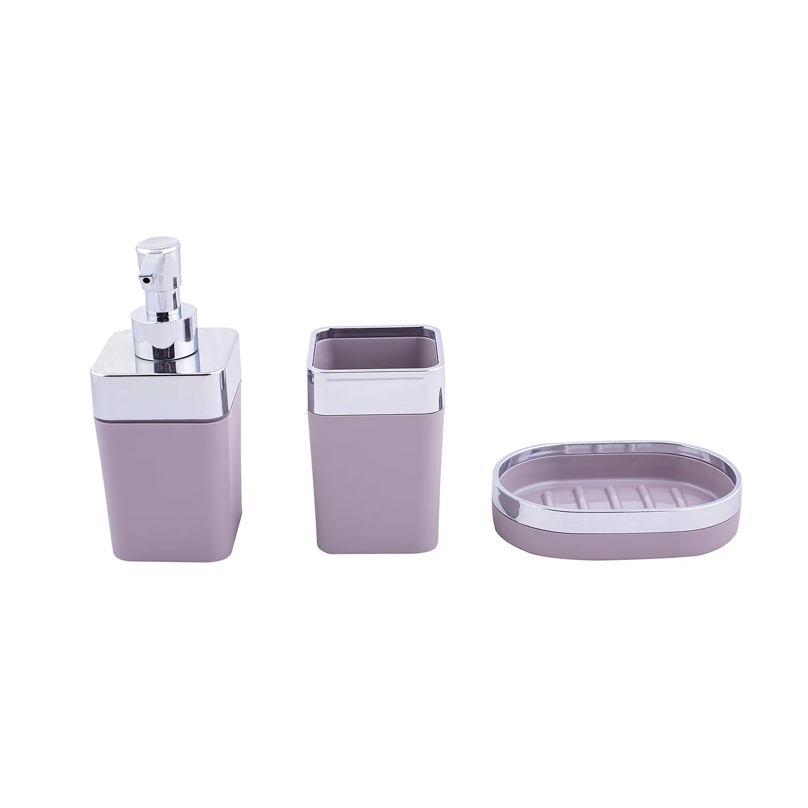 Karaca Home Gray/Silver 5 Piece Square Bathroom Set 300.21.02.0024 -  Bathroom Accessories - ebarza Furniture UAE | Shop Modern Furniture in Abu Dhabi & Dubai - مفروشات ايبازرا في الامارات | تسوق اثاث عصري وديكورات مميزة في دبي وابوظبي