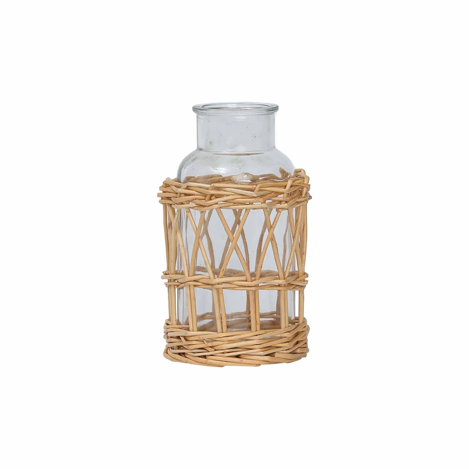 Karaca Home Melanie Straw Glass Vase 17 cm 300.22.02.0046 -  Vases - ebarza Furniture UAE | Shop Modern Furniture in Abu Dhabi & Dubai - مفروشات ايبازرا في الامارات | تسوق اثاث عصري وديكورات مميزة في دبي وابوظبي