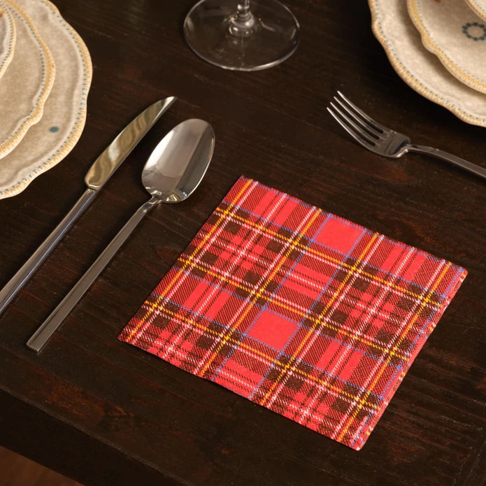 Karaca Home New Year Scottish Red Paper Napkin 300.22.02.1026 -  Napkins - ebarza Furniture UAE | Shop Modern Furniture in Abu Dhabi & Dubai - مفروشات ايبازرا في الامارات | تسوق اثاث عصري وديكورات مميزة في دبي وابوظبي