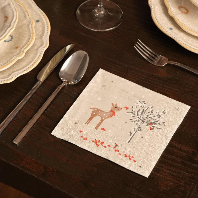 Karaca Home New Year Sniffing Deer 20 Pcs Paper Napkin 300.22.02.1017 -  Napkins - ebarza Furniture UAE | Shop Modern Furniture in Abu Dhabi & Dubai - مفروشات ايبازرا في الامارات | تسوق اثاث عصري وديكورات مميزة في دبي وابوظبي