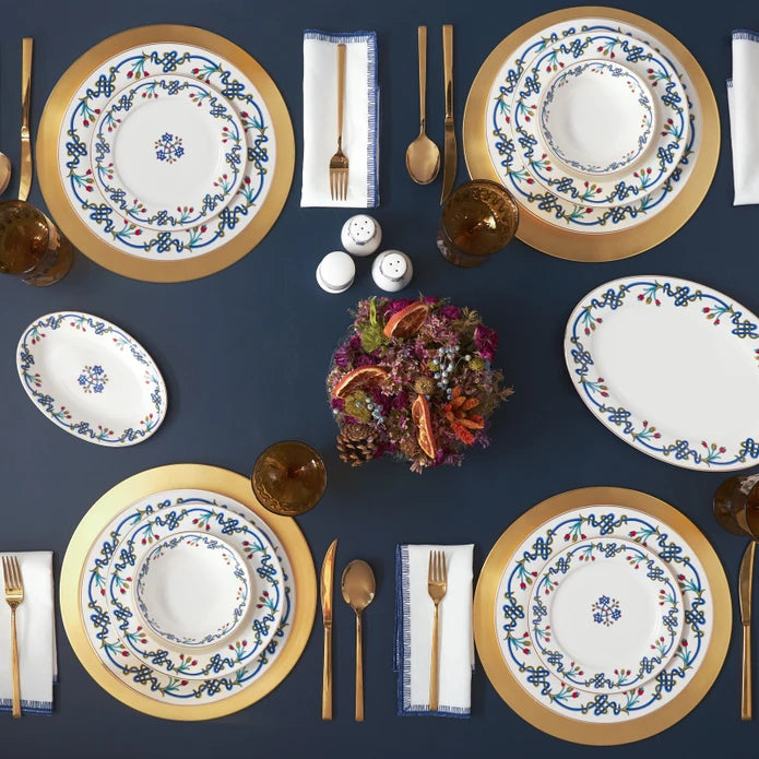 Karaca Knot Gold 56 Pieces Dinnerware Set For 12 Persons 153.03.08.1405 -  Dinnerware Sets - ebarza Furniture UAE | Shop Modern Furniture in Abu Dhabi & Dubai - مفروشات ايبازرا في الامارات | تسوق اثاث عصري وديكورات مميزة في دبي وابوظبي