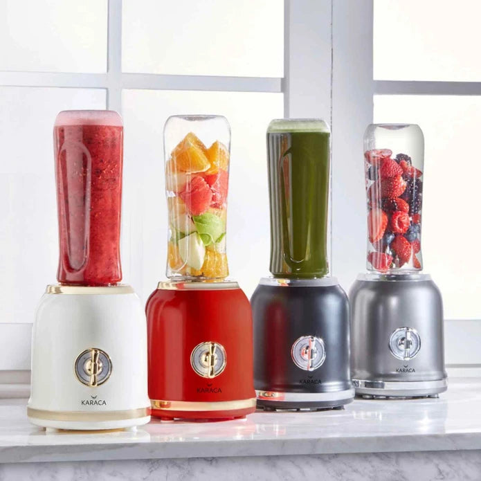 Karaca Retro Personal Personal Smoothie Blender Red 153.03.06.2448 -  Kitchen Appliances - ebarza Furniture UAE | Shop Modern Furniture in Abu Dhabi & Dubai - مفروشات ايبازرا في الامارات | تسوق اثاث عصري وديكورات مميزة في دبي وابوظبي