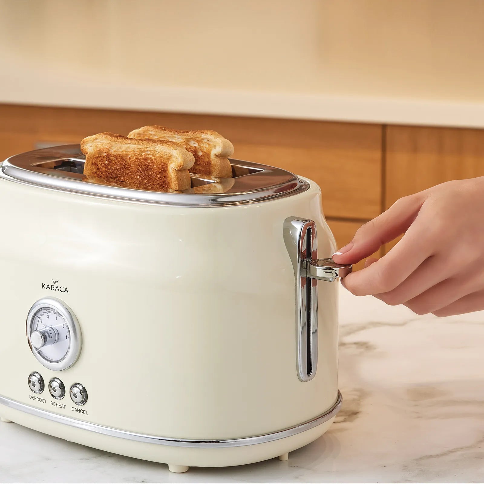 Karaca Retro Toaster Cream 153.03.06.5141 -  Kitchen Appliances - ebarza Furniture UAE | Shop Modern Furniture in Abu Dhabi & Dubai - مفروشات ايبازرا في الامارات | تسوق اثاث عصري وديكورات مميزة في دبي وابوظبي