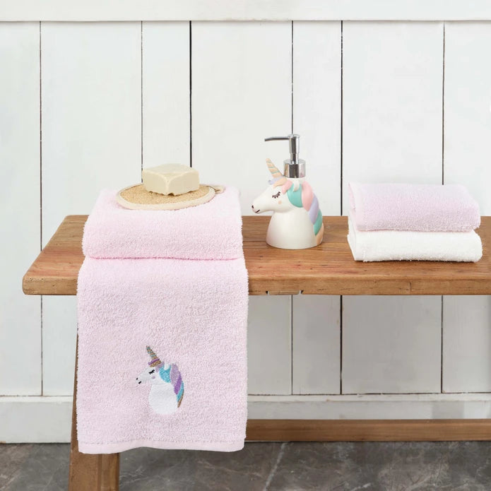 Karaca Sarah Anderson Unicorn 3-Piece Powder 100% Cotton Towel Set 160.02.01.0723 -  Towels - ebarza Furniture UAE | Shop Modern Furniture in Abu Dhabi & Dubai - مفروشات ايبازرا في الامارات | تسوق اثاث عصري وديكورات مميزة في دبي وابوظبي