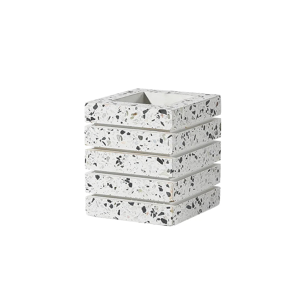 White Terrazzo Square Vase Fb-T2214A -  Vases - ebarza Furniture UAE | Shop Modern Furniture in Abu Dhabi & Dubai - مفروشات ايبازرا في الامارات | تسوق اثاث عصري وديكورات مميزة في دبي وابوظبي