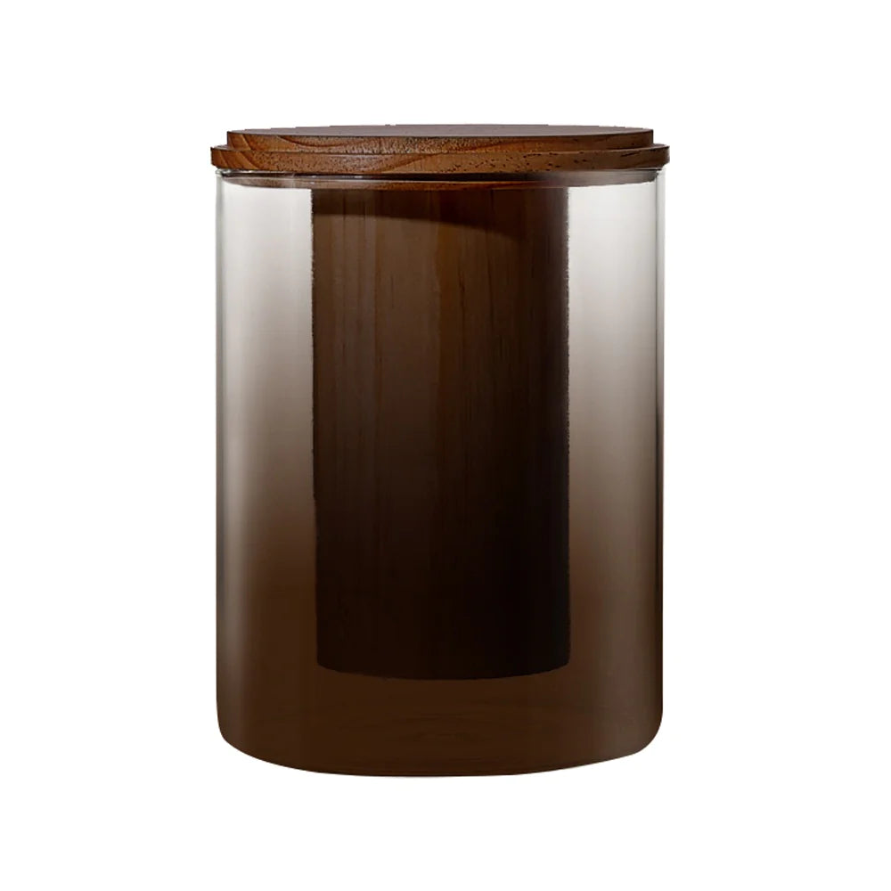 Wood & Ombre Glass Cylindrical Vase FB-ZS2221B -  Vases - ebarza Furniture UAE | Shop Modern Furniture in Abu Dhabi & Dubai - مفروشات ايبازرا في الامارات | تسوق اثاث عصري وديكورات مميزة في دبي وابوظبي